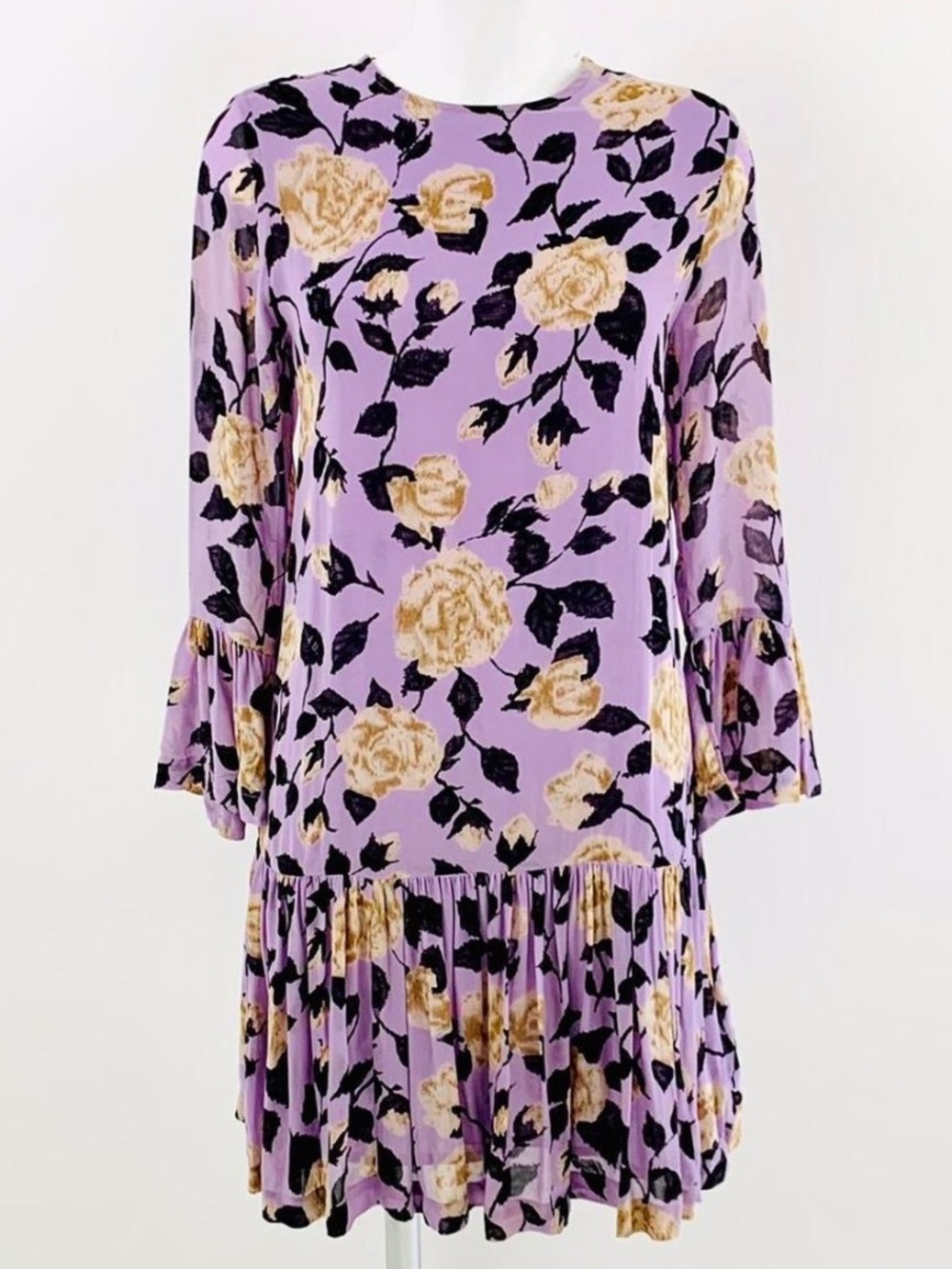 Lavender Ganni Floral Print Dress